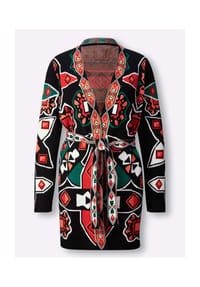 heine - Strickjacke - schwarz-papaya-gemustert