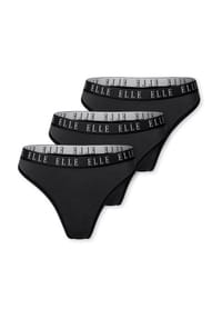 ELLE - Tanga, 3er-Pack, Logo-Bund, für Damen - 000 BLACK