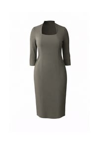 CAROLIN RICK - Jerseykleid mit Teilungsnähten und eckigem Halsausschnitt - Cognac
