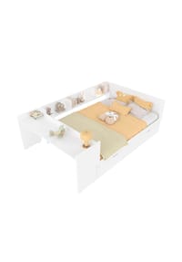 KOMHTOM - Doppelbett 140x200cm mit Rollbett in weiß - Weiß