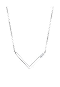 elli. DIAMONDS - Halskette V-Kette Geo Diamant (0.045 Ct.) 925 Silber - Weiß