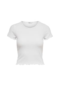 ONLY® - T-Shirt, Wellsaumkante, Cropped Fit, für Damen - 177991 WHITE
