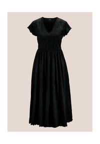 MADELEINE - Spitzenkleid mit kurzen Ärmeln und weitem Rock - schwarz