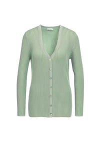 GOLDNER - Pflegeleichte Strickjacke in hochwertiger Rippenstruktur - flieder