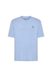 El Búho NOCTURNO® - Herren-Pyjamaoberteil, Kurzarm, Rundhals, uni - hellblau