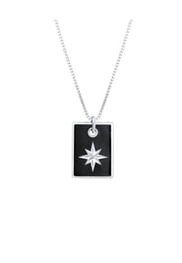 KUZZOÍ - Halskette Dog Tag Kette Emaille Schwarz Stern 925 Silber - Gold