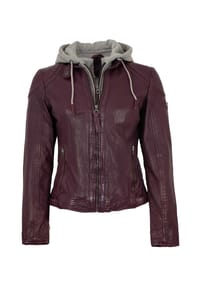 gipsy® - Damen Lederjacke Lammnappa Kapuze purple - purple