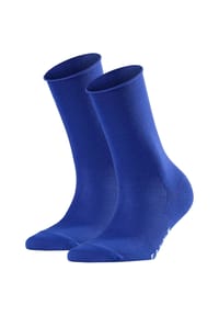 FALKE - Damen Socken Active Breeze 2er Pack - Uni, Rollbündchen, Lyocell Faser - Blau
