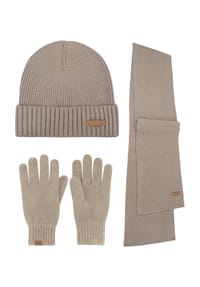 normani® - Winterset aus Merinowolle Mütze, Schal und Handschuhe glatt Yuma - Anthrazit