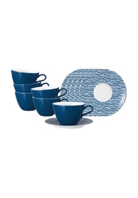 Seltmann Weiden Milchkaffeetassen mit Untertassen Life Fashion 370 ml 6er Set - LIFE - blau