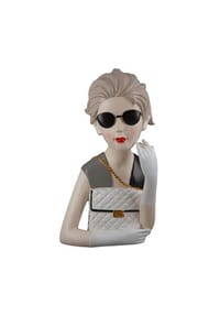 GILDE - Figur "Lady mit Handtasche" - grau