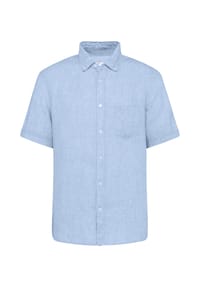 redpoint - Regular Kurzarm Hemd aus Leinen Grant S - lt. blue