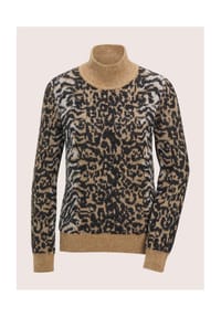 MADELEINE - Eleganter Jacquard-Pullover mit Animal-Design - caramel / schwarz / multicolor