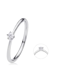 ONE ELEMENT Timeless Diamonds - 0.1 ct Diamant Brillant Ring aus 585 Weißgold - silber
