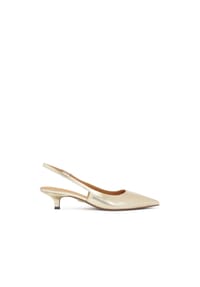 Kazar - Goldfarbene zehenoffene Pumps mit Kitten-Heel - Gold