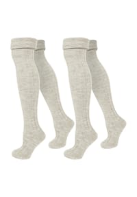 normani® - 2 Paar Overknees gerippt mit Umschlag - Grau