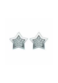 Adelia's - Damen 925 Silber Ohrringe   Ohrstecker Stern mit Zirkonia - silber