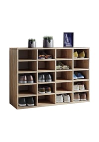 VCM. - Holz Schuhregal | Maße ca. H. 67 x B. 92 x T. 33 cm | Schuhkommode mit 20 Fächern | Schuhschrank - Hinsol L - Sonoma-Eiche (Sägerau)