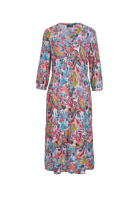 GOLDNER - Kurzgröße:  Midikleid, Allover-Print, V-Ausschnitt - bunt / gemustert