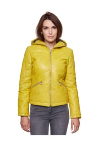 JILANI - Damen Lederjacke Steppjacke Lammnappa lemon gelb - lemon