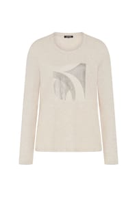 olsen - Shirt mit Placement Dessin und Rundhalsausschnitt - Hazelnut Melange