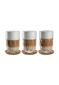 LEONARDO - Latte Macchiato-Set mit Untersetzer Gocce 390 ml 3er Set transparent - transparent