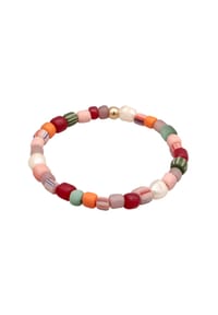 elli. - Armband Elli Armband Glas Beads Bunt Süßwasserzuchtperlen 925 Silber - Zweifarbig