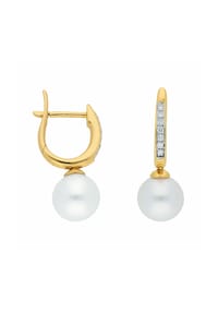 Adelia's - 585 Gold Ohrringe / Creolen mit Süßwasser Zuchtperle Ø 11 mm - gold