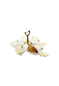 COFI - 6-teiliges Snackschalen-Set aus Porzellan in Weiß Goldene Halterung - weiß OneSize