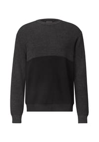 STREET ONE MEN - Strickpullover Mouline Crew, Baumwolle, für Herren - 25042 ANTHRA GREY