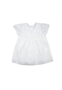 maximo® - GOTS BABY GIRL-Kleid. festlich kurzer Ärmel, Futter - schneeweiß-blütenstickerei