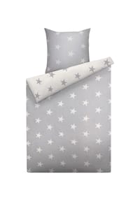 kaeppel Biber-Bettwäsche "Stars" - Garnitur 155x220 cm - 49 SCHIEFER
