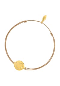 Leaf - Damen Armband "Heart", 925er Sterling Silber/Textil - BEIGE/GELBGOLD