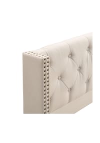 KOMHTOM - Polsterbett 180x200 cm, Leinen beige, mit Lattenrost & Holzbeinen - Beige
