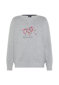 POLO SYLT - Sweatshirt im floralem Logo-Design - 17-4402M Neutral Gray Melange