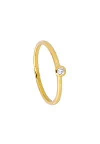 MONCARA - Damen Ring, 375er Gold, 1 Diamant ca. 0,10 Karat - Gelbgold