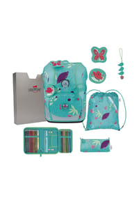 DerDieDas® ErgoFlex Tiny - ErgoFlex Tiny - Schulranzen Set 5tlg. 900g (Deep Ocean) - Butterfly Garden