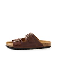 camel active - Leder Pantolette mit Korkfußbett - Braun