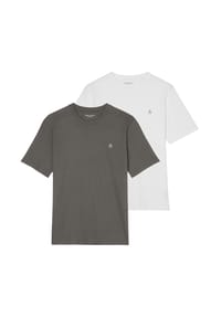 Marc O'Polo - Herren T-Shirt, 2er Pack - Small-Logo, Regular Fit, Baumwolle, uni - Blau/Weiß