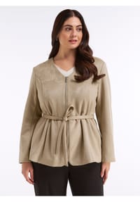 sheego - Velours-Jacke - beige