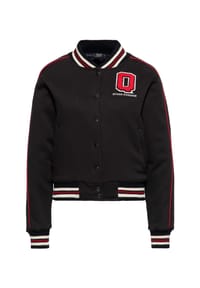 QUEEN KEROSIN - Collegejacke mit rotem Piping entlang der Ärmel Q - schwarz