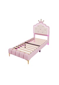 KOMHTOM - Polsterbett 90 x 200 cm in Rosa PU mit Lattenrost - Rosa