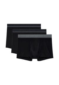 HOM - Herren Boxershorts, 3er Pack - LEONARD #2, Boxer Briefs, Unterwäsche, Baumwollmischung, einfarbig - Schwarz