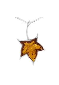 OSTSEE-SCHMUCK® - Kette mit Anhänger , Ahornblatt , Silber 925/000 - silber