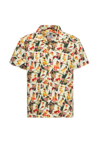 KING KEROSIN - Kurzarmhemd Allover-Print im 50s Casino-Style Vegas Vibes - beige