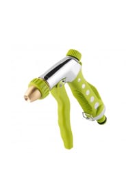 COFI - Impulsspritze mit Messingdüse - Universelle Sprühpistole für Gartenschlauch - Silber-Grün 16,5 × 10,5 × 3,5 cm