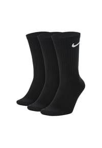 NIKE - Unisex Tennissocken, 3er Pack - Cushioned - Training Crew Socks, einfarbig, Logo - Schwarz