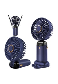 MANIKE - Handventilator Tragbar mit Akku, Mini USB Ventilator Klappbar, 5 Geschwindigkeitsstufen - blau