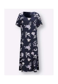 Sieh an! - Jersey-Kleid - marine-flieder-bedruckt