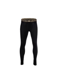 VERSACE - Herren Lange Unterhose - TOPEKA, Stretch Cotton, Logobund, einfarbig - Schwarz